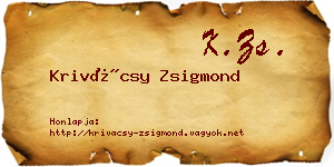 Krivácsy Zsigmond névjegykártya